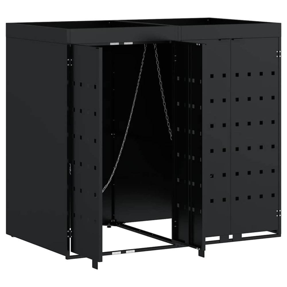 Produktbild för Förvaring för 2 soptunnor Svart 136 x 77,5 x 121,5 cm