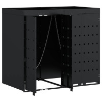 Produktbild för Förvaring för 2 soptunnor Svart 136 x 77,5 x 121,5 cm