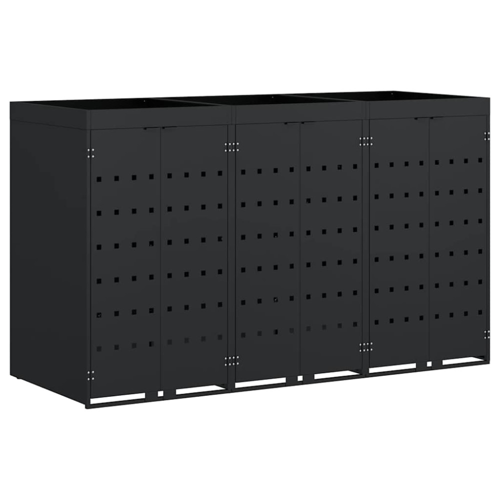 Produktbild för Förvaring för 3 soptunnor Svart 204 x 77,5 x 121,5 cm