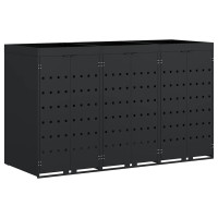 Produktbild för Förvaring för 3 soptunnor Svart 204 x 77,5 x 121,5 cm