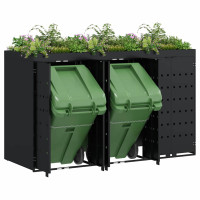 Produktbild för Förvaring för 3 soptunnor Svart 204 x 77,5 x 121,5 cm