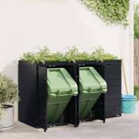 Produktbild för Förvaring för 3 soptunnor Svart 204 x 77,5 x 121,5 cm