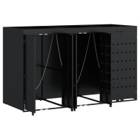 Produktbild för Förvaring för 3 soptunnor Svart 204 x 77,5 x 121,5 cm