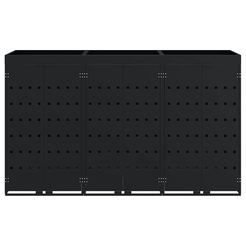 Produktbild för Förvaring för 3 soptunnor Svart 204 x 77,5 x 121,5 cm