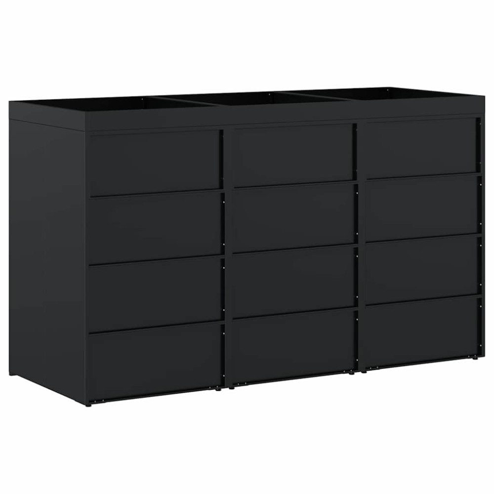 Produktbild för Förvaring för 3 soptunnor Svart 204 x 77,5 x 121,5 cm