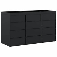Produktbild för Förvaring för 3 soptunnor Svart 204 x 77,5 x 121,5 cm