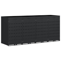 Produktbild för Förvaring för 4 soptunnor Svart 272 x 77,5 x 121,5 cm