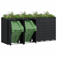 Produktbild för Förvaring för 4 soptunnor Svart 272 x 77,5 x 121,5 cm
