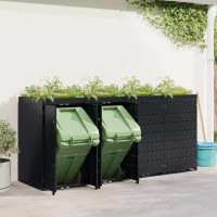 Produktbild för Förvaring för 4 soptunnor Svart 272 x 77,5 x 121,5 cm