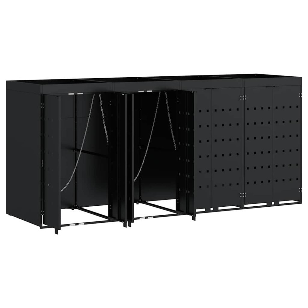 Produktbild för Förvaring för 4 soptunnor Svart 272 x 77,5 x 121,5 cm