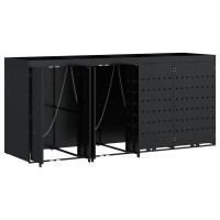 Produktbild för Förvaring för 4 soptunnor Svart 272 x 77,5 x 121,5 cm