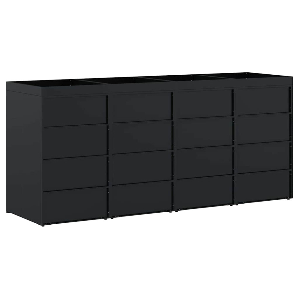 Produktbild för Förvaring för 4 soptunnor Svart 272 x 77,5 x 121,5 cm