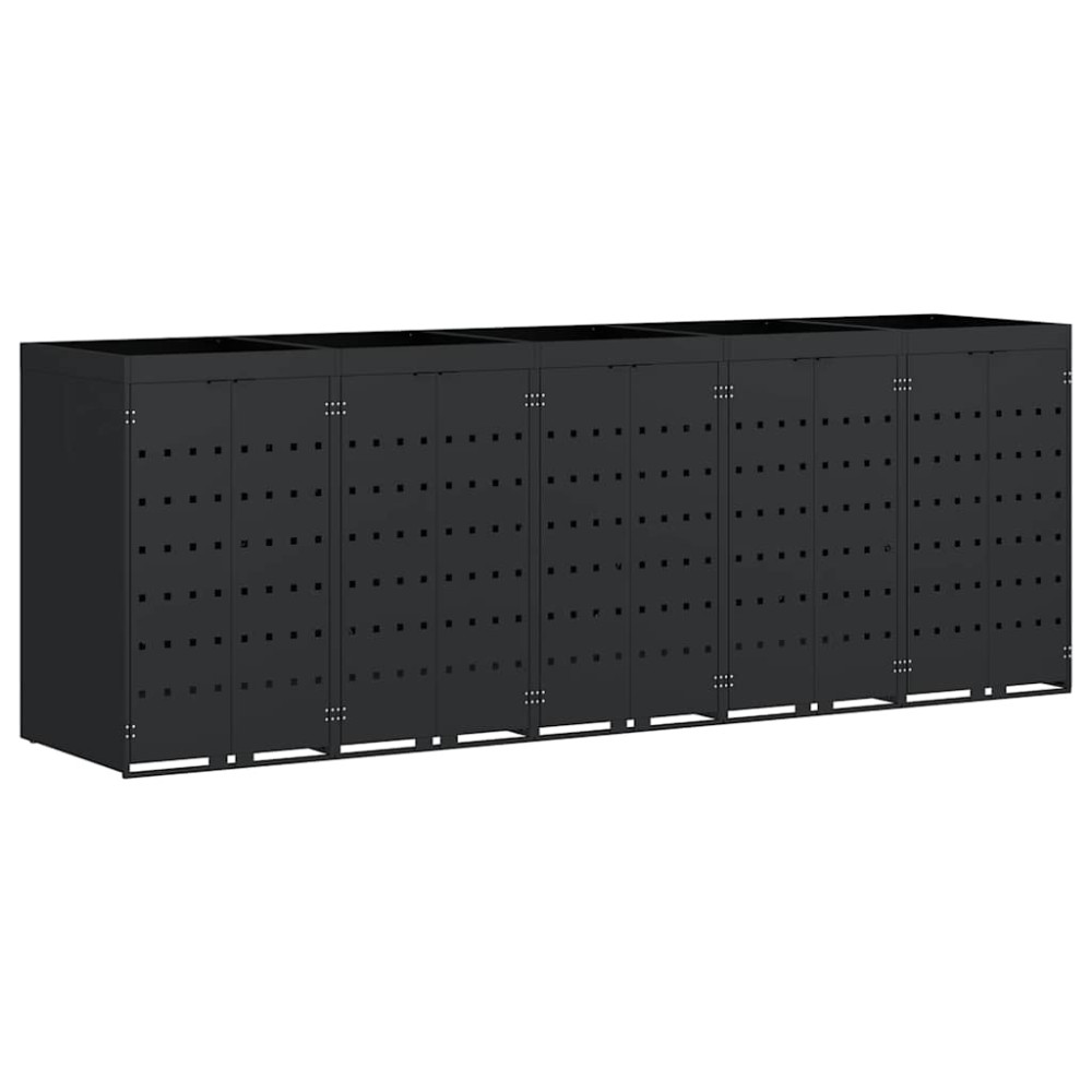 Produktbild för Förvaring för 5 soptunnor Svart 340 x 77,5 x 121,5 cm