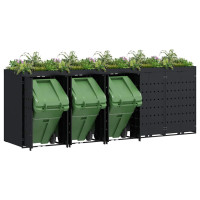 Produktbild för Förvaring för 5 soptunnor Svart 340 x 77,5 x 121,5 cm