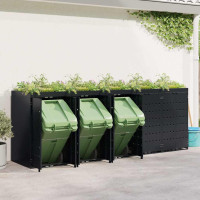 Produktbild för Förvaring för 5 soptunnor Svart 340 x 77,5 x 121,5 cm