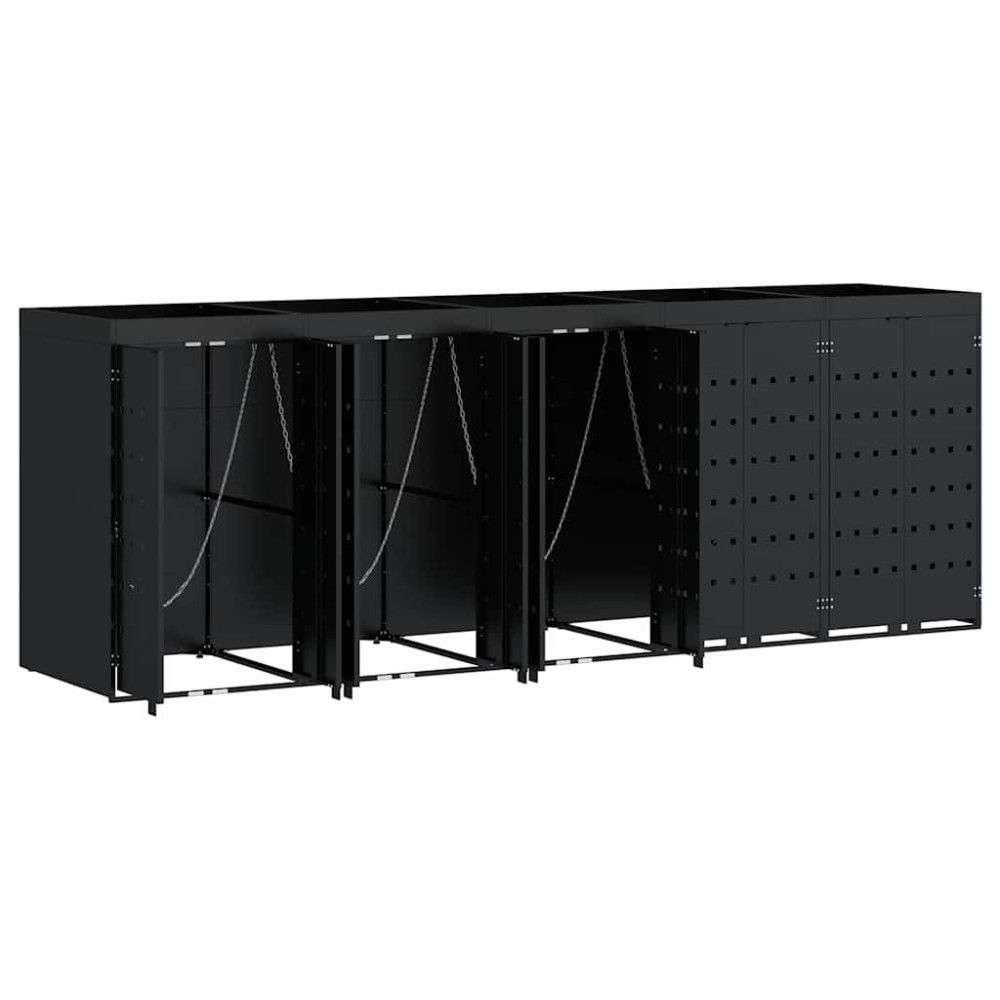 Produktbild för Förvaring för 5 soptunnor Svart 340 x 77,5 x 121,5 cm