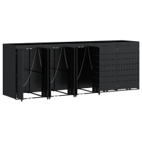 Produktbild för Förvaring för 5 soptunnor Svart 340 x 77,5 x 121,5 cm