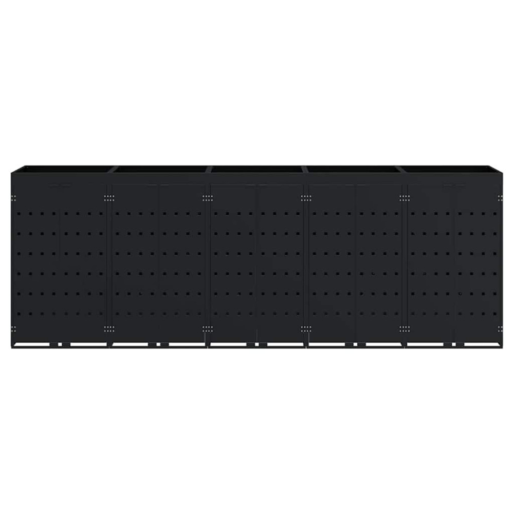 Produktbild för Förvaring för 5 soptunnor Svart 340 x 77,5 x 121,5 cm