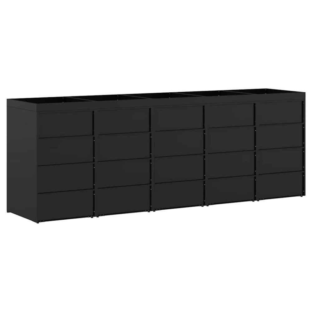 Produktbild för Förvaring för 5 soptunnor Svart 340 x 77,5 x 121,5 cm