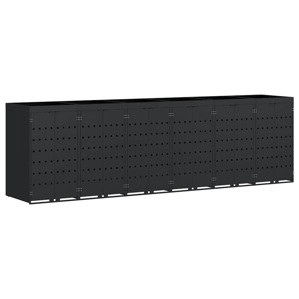 Produktbild för Förvaring för 6 soptunnor Svart 408 x 77,5 x 121,5 cm