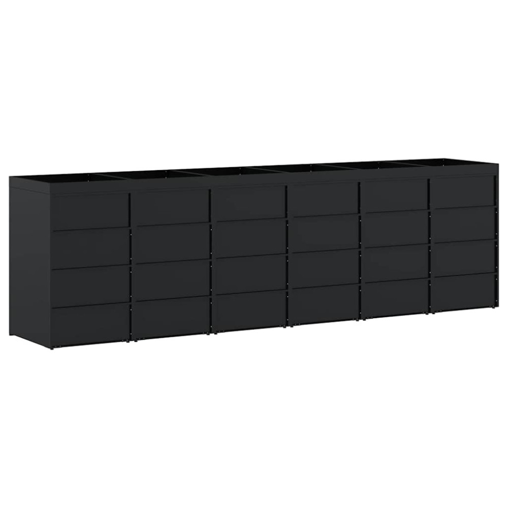 Produktbild för Förvaring för 6 soptunnor Svart 408 x 77,5 x 121,5 cm