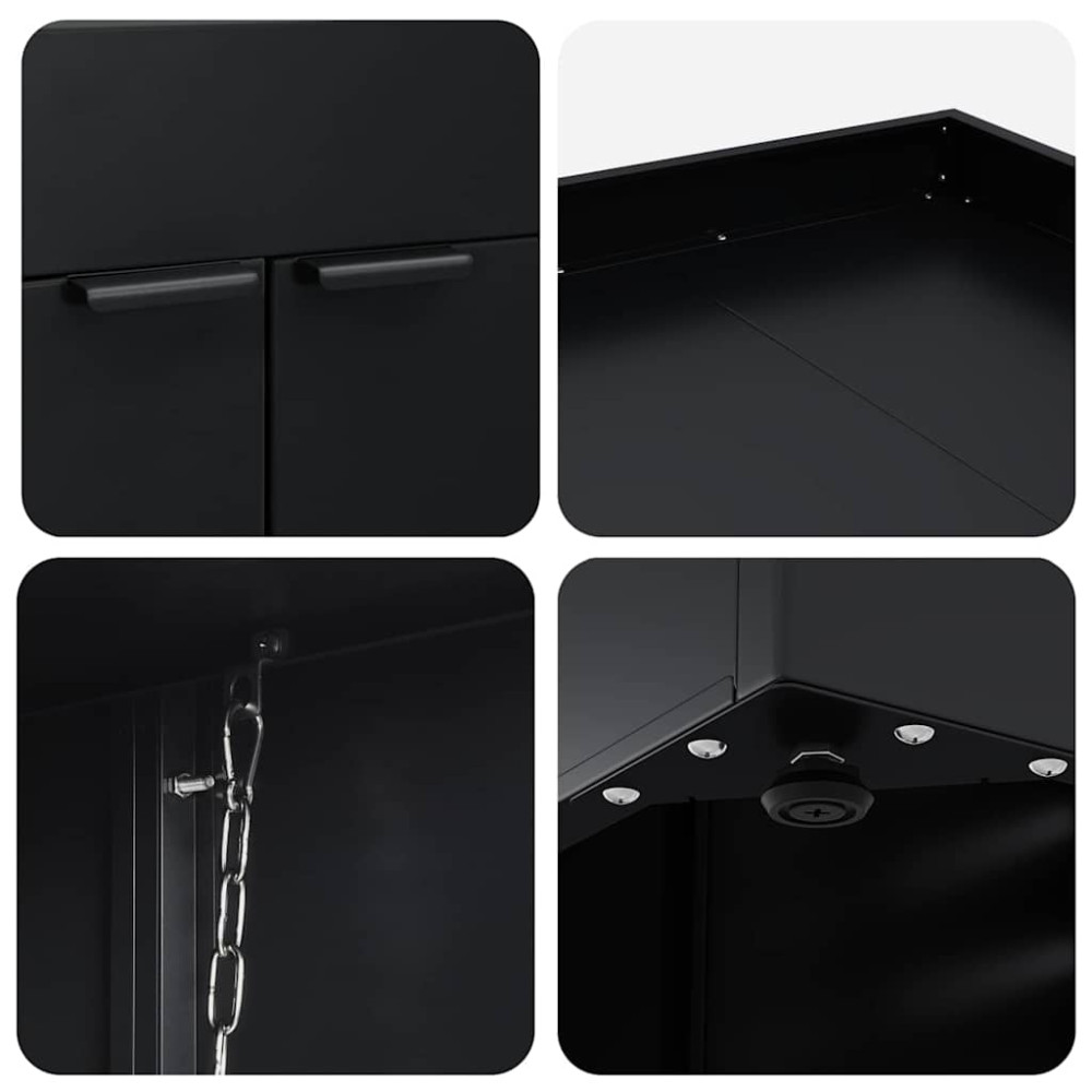 Produktbild för Förvaring för 6 soptunnor Svart 408 x 77,5 x 121,5 cm