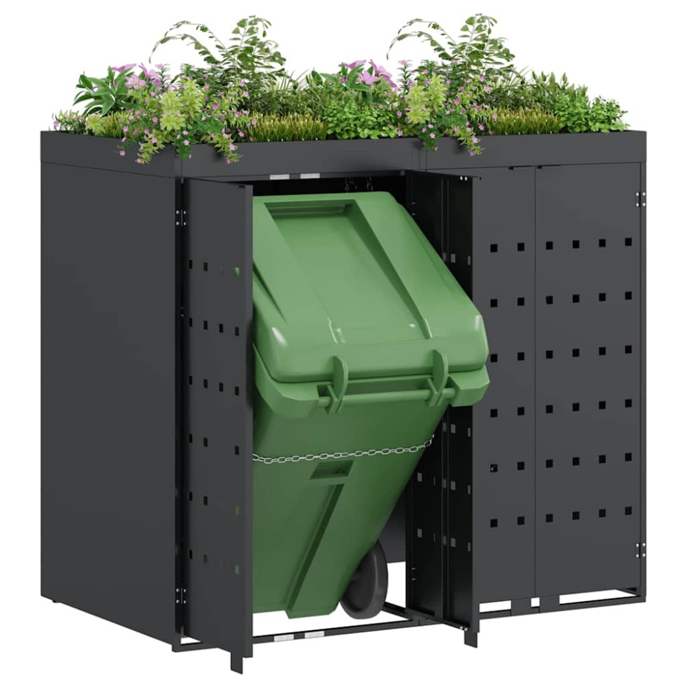 Produktbild för Förvaring för 2 soptunnor Antracit 136 x 77,5 x 121,5 cm