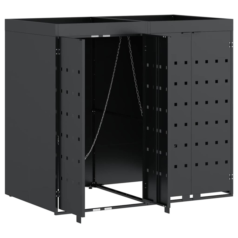 Produktbild för Förvaring för 2 soptunnor Antracit 136 x 77,5 x 121,5 cm