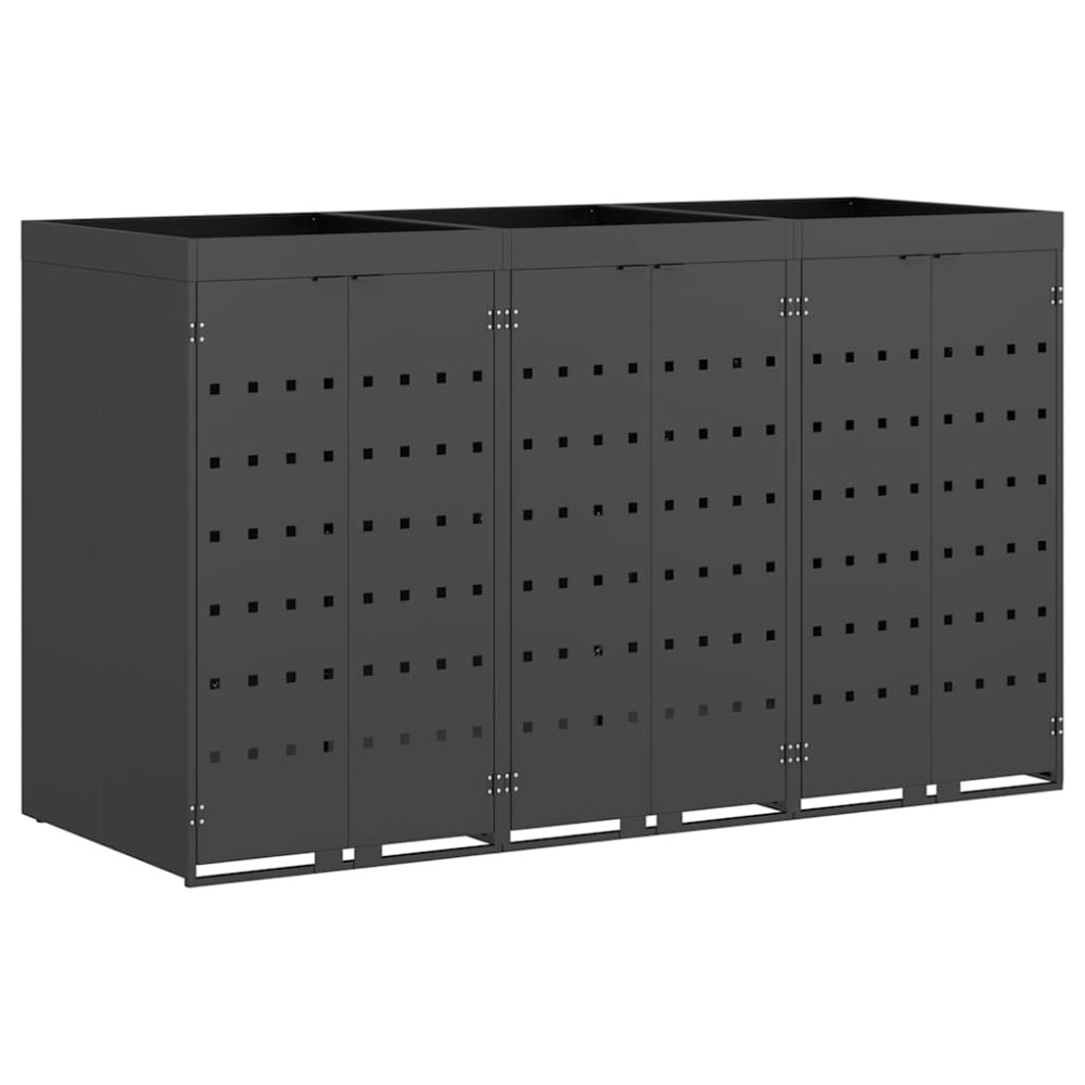 Produktbild för Förvaring för 3 soptunnor Antracit 204 x 77,5 x 121,5 cm