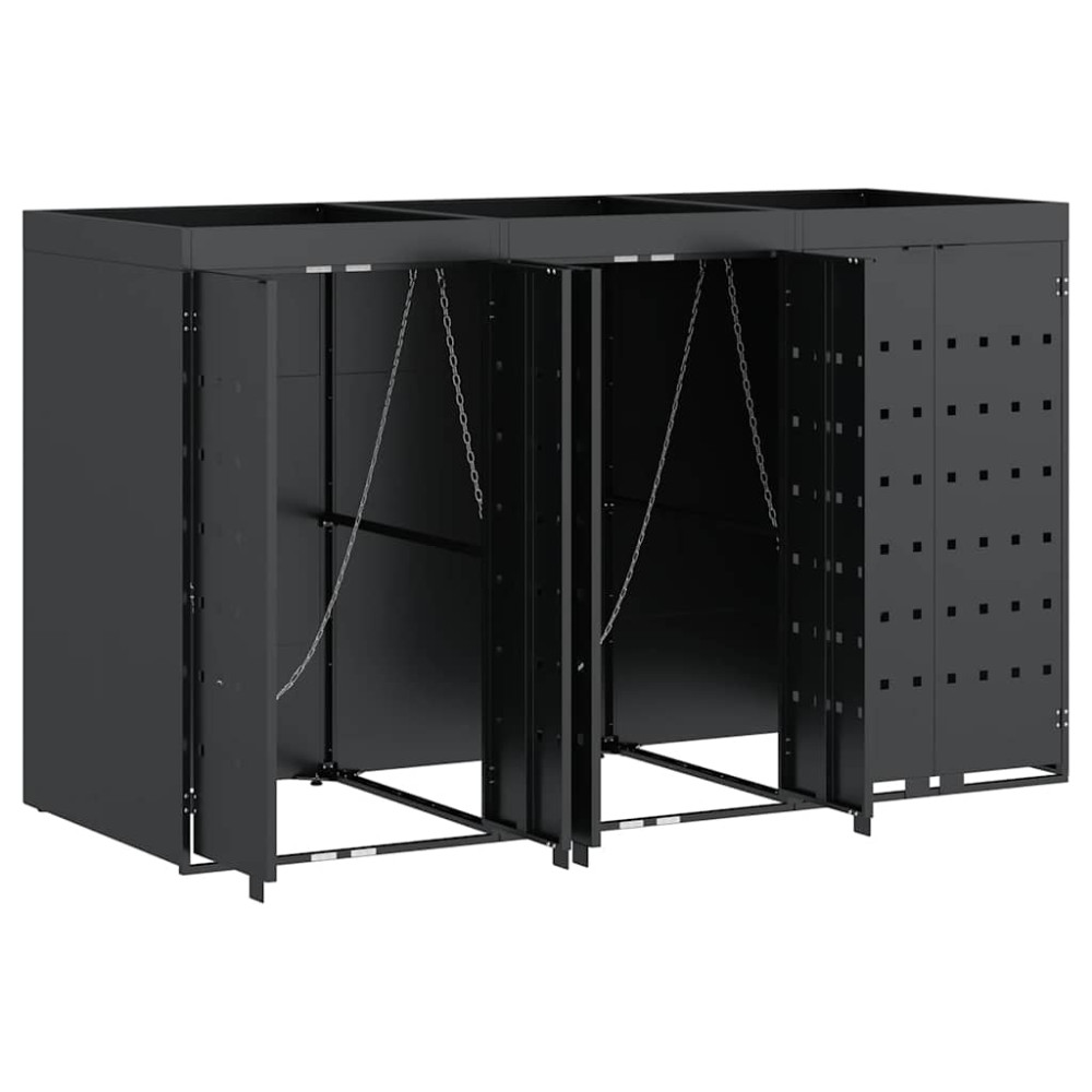 Produktbild för Förvaring för 3 soptunnor Antracit 204 x 77,5 x 121,5 cm