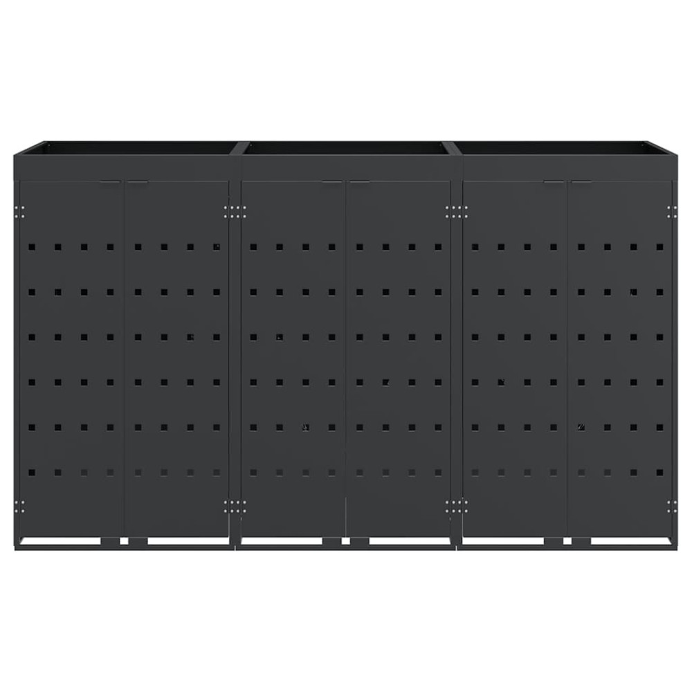 Produktbild för Förvaring för 3 soptunnor Antracit 204 x 77,5 x 121,5 cm