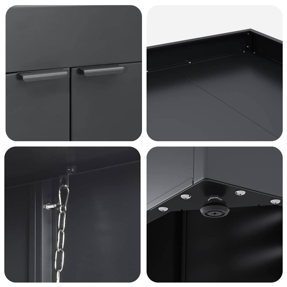 Produktbild för Förvaring för 3 soptunnor Antracit 204 x 77,5 x 121,5 cm