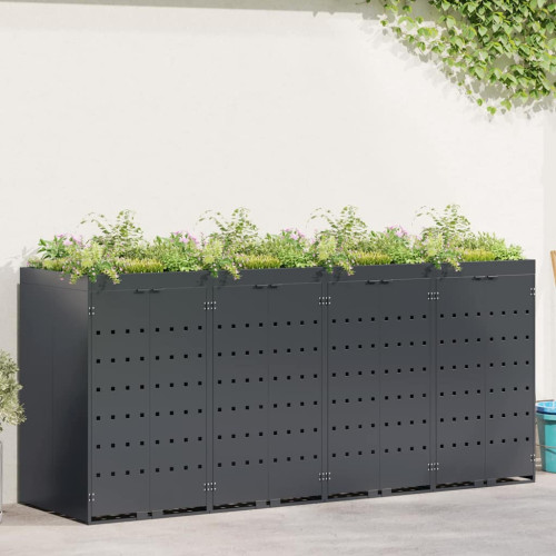 vidaXL Förvaring för 4 soptunnor Antracit 272 x 77,5 x 121,5 cm