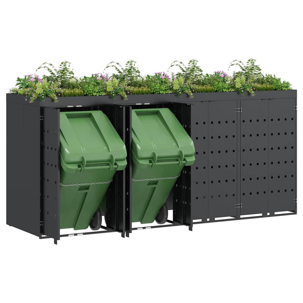 Produktbild för Förvaring för 4 soptunnor Antracit 272 x 77,5 x 121,5 cm