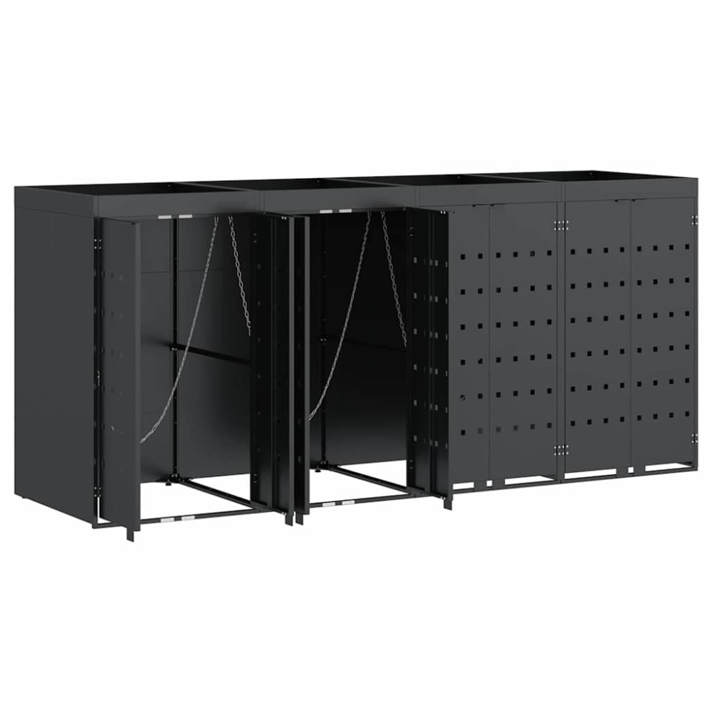 Produktbild för Förvaring för 4 soptunnor Antracit 272 x 77,5 x 121,5 cm