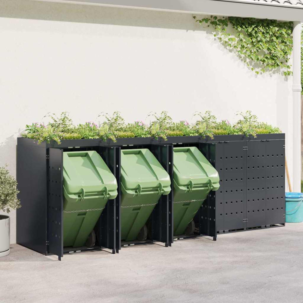 Produktbild för Förvaring för 5 soptunnor Antracit 340 x 77,5 x 121,5 cm