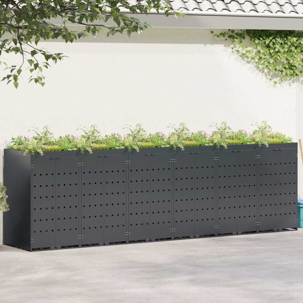 Produktbild för Förvaring för 6 soptunnor Antracit 408 x 77,5 x 121,5 cm