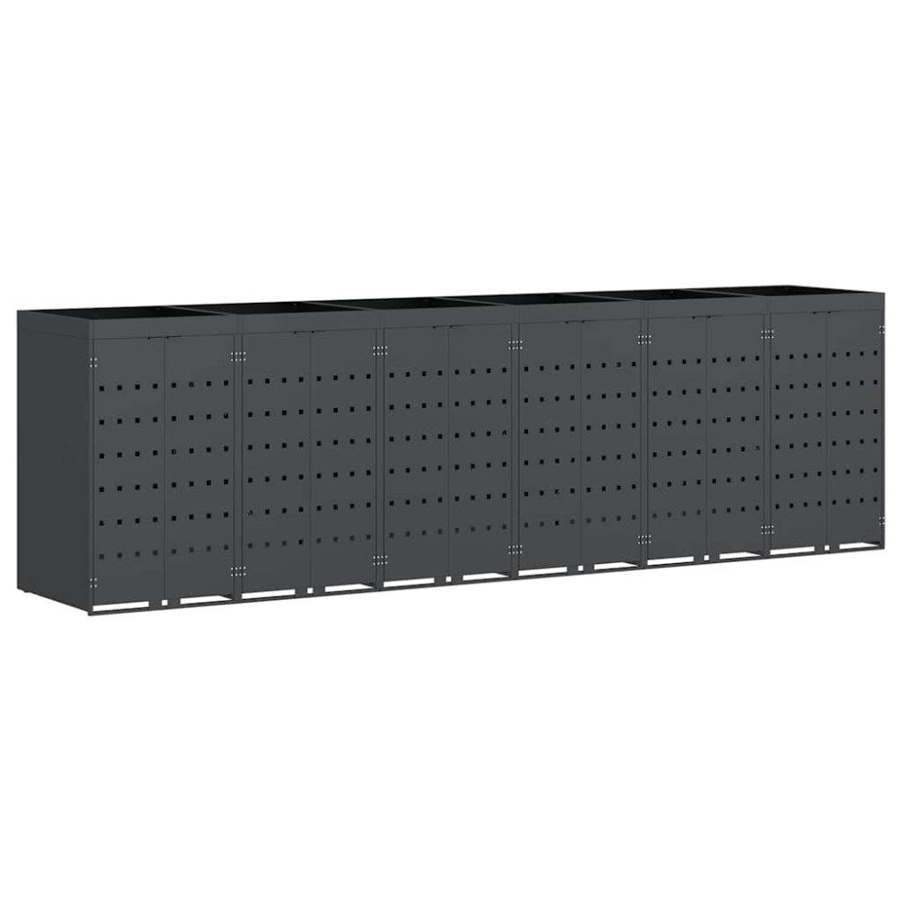 Produktbild för Förvaring för 6 soptunnor Antracit 408 x 77,5 x 121,5 cm