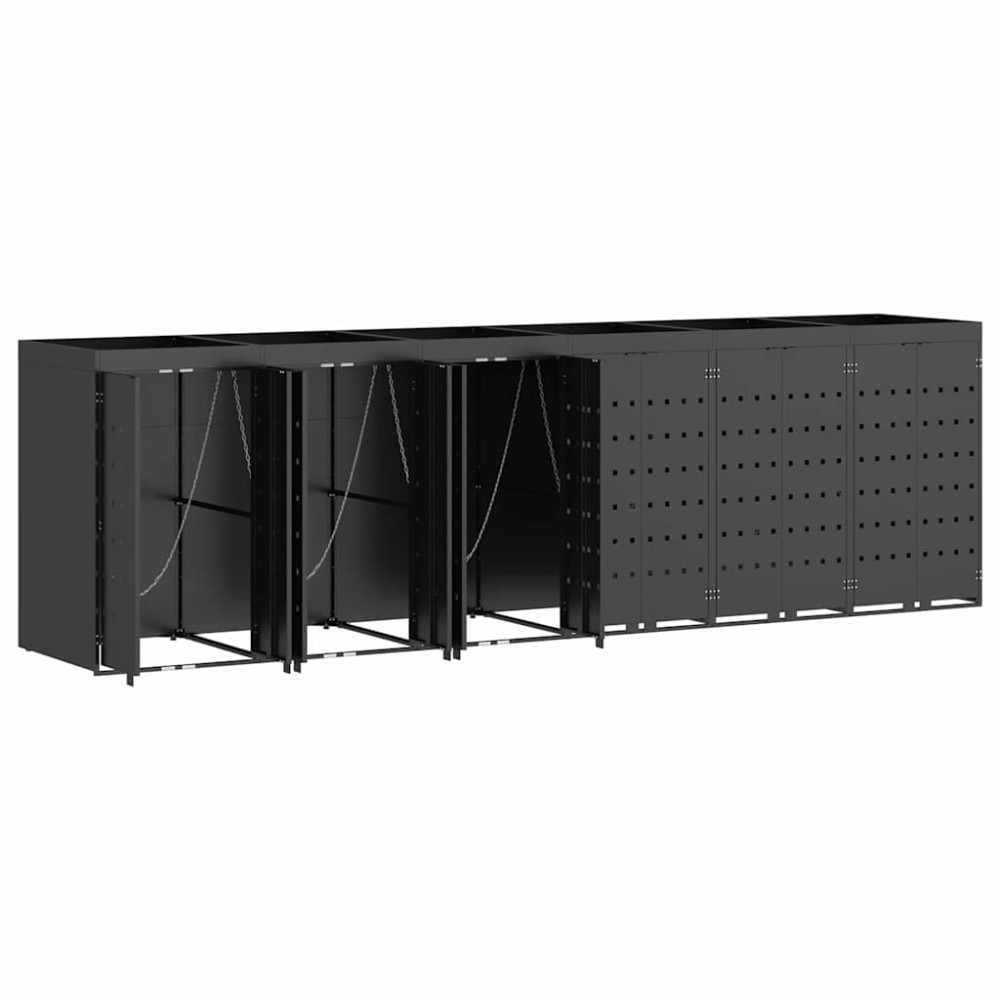 Produktbild för Förvaring för 6 soptunnor Antracit 408 x 77,5 x 121,5 cm