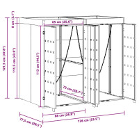 Produktbild för Förvaring för 2 soptunnor Ljusgrå 136 x 77,5 x 121,5 cm