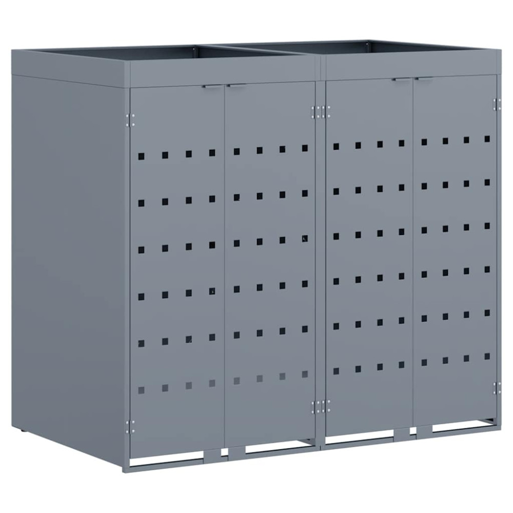 Produktbild för Förvaring för 2 soptunnor Ljusgrå 136 x 77,5 x 121,5 cm