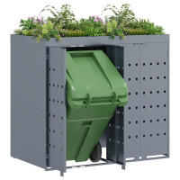 Produktbild för Förvaring för 2 soptunnor Ljusgrå 136 x 77,5 x 121,5 cm