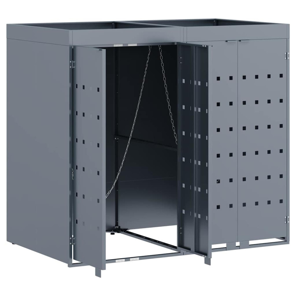 Produktbild för Förvaring för 2 soptunnor Ljusgrå 136 x 77,5 x 121,5 cm