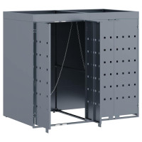 Produktbild för Förvaring för 2 soptunnor Ljusgrå 136 x 77,5 x 121,5 cm