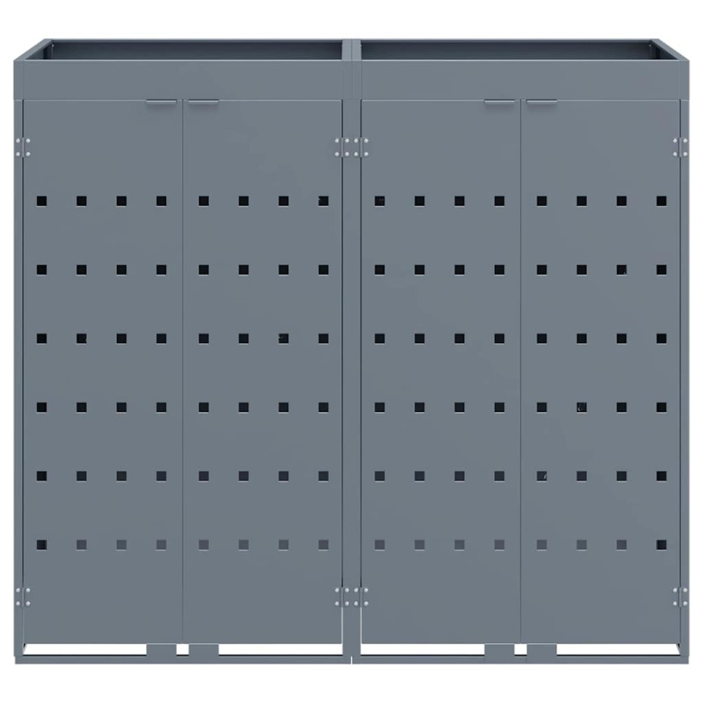 Produktbild för Förvaring för 2 soptunnor Ljusgrå 136 x 77,5 x 121,5 cm