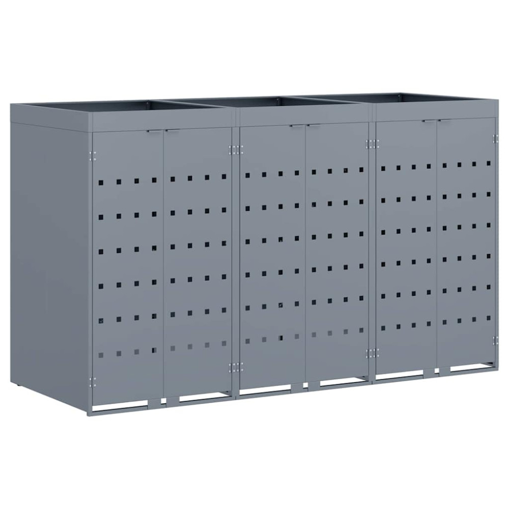 Produktbild för Förvaring för 3 soptunnor Ljusgrå 204 x 77,5 x 121,5 cm