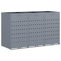 Produktbild för Förvaring för 3 soptunnor Ljusgrå 204 x 77,5 x 121,5 cm
