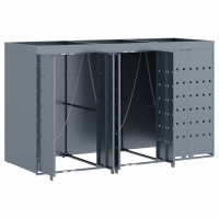 Produktbild för Förvaring för 3 soptunnor Ljusgrå 204 x 77,5 x 121,5 cm