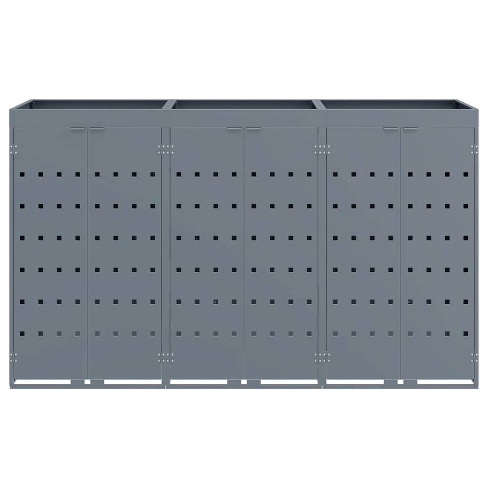 Produktbild för Förvaring för 3 soptunnor Ljusgrå 204 x 77,5 x 121,5 cm
