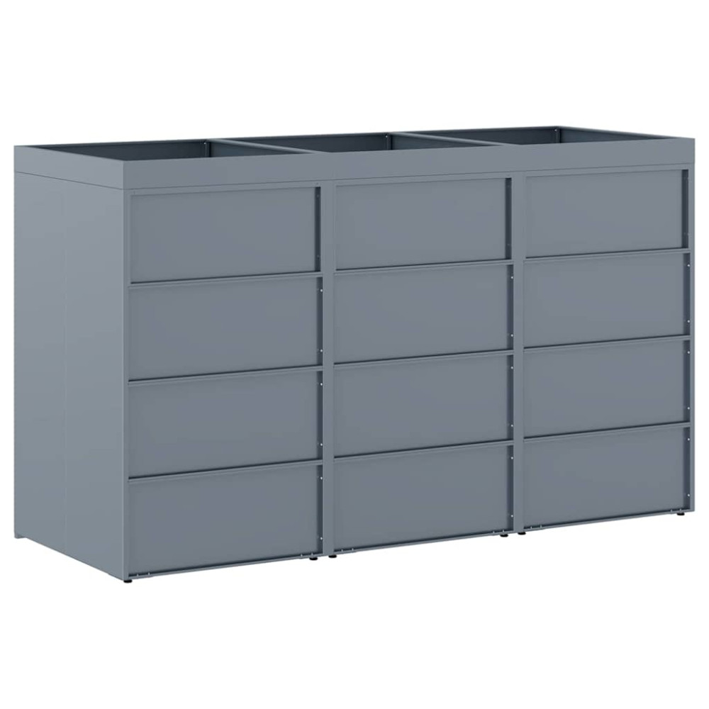 Produktbild för Förvaring för 3 soptunnor Ljusgrå 204 x 77,5 x 121,5 cm
